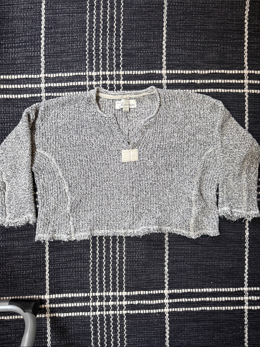 Vintage Havana Heather Gray Cropped Crew Sweater